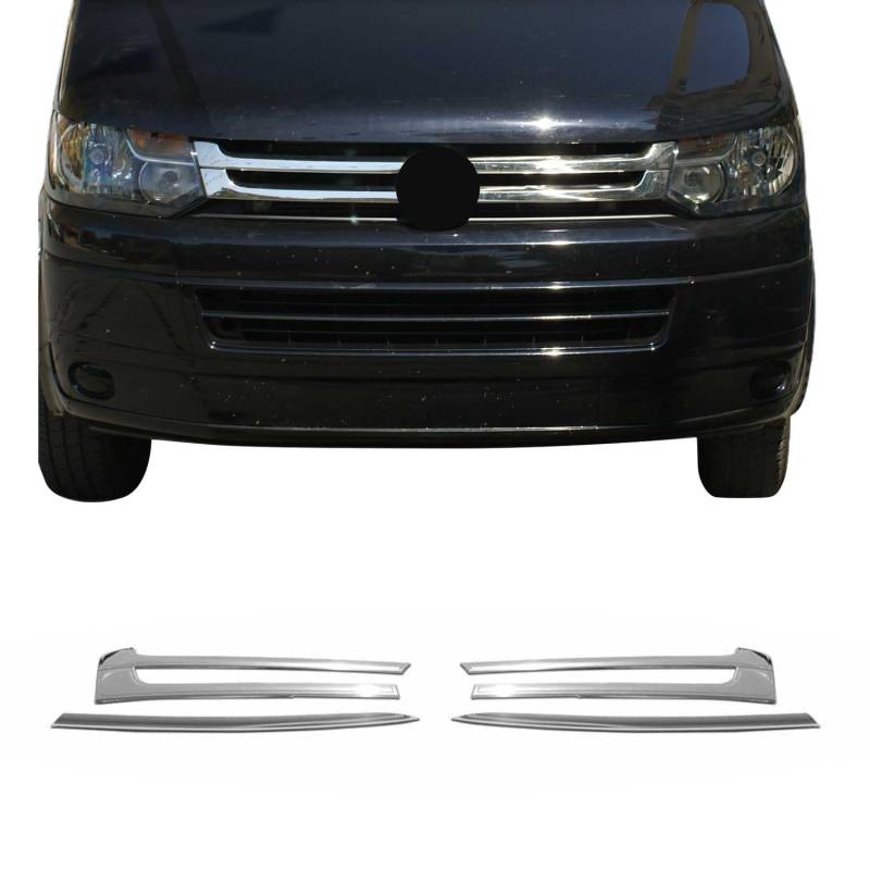 OMAC Kühlergrill Leisten Grillleisten kompatibel mit VW Transporter T5 2010-2015 Chrom Silber 4x von OMAC