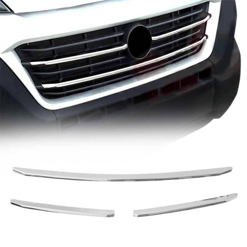 Kühlergrill Leisten Grillleisten für Fiat Ducato 2014-2025 Edelstahl Silber 3tlg von OMAC