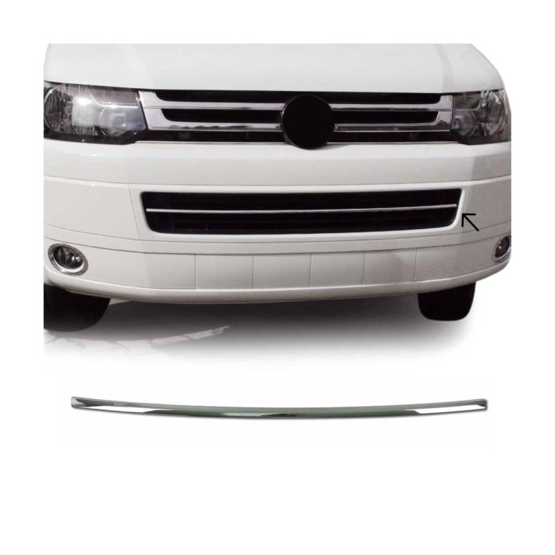 OMAC Kühlergrill Leisten Grillleisten kompatibel mit VW Transporter T5 2010-2015 Chrom Silber von OMAC