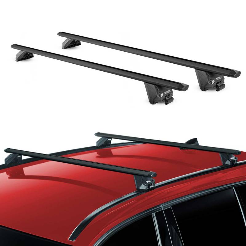 Dachträger Gepäckträger kompatibel mit Peugeot 308 SW 2014-2021 Aluminium Schwarz TÜV 2 TLG von OMAC