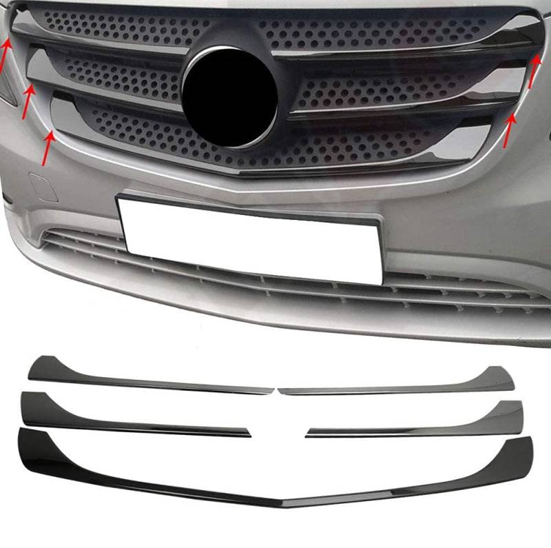 OMAC Kühlergrill Leiste Grillleisten kompatibel mit Mercedes Vito W447 2014-2024 Chrom Dunkel 5x von OMAC