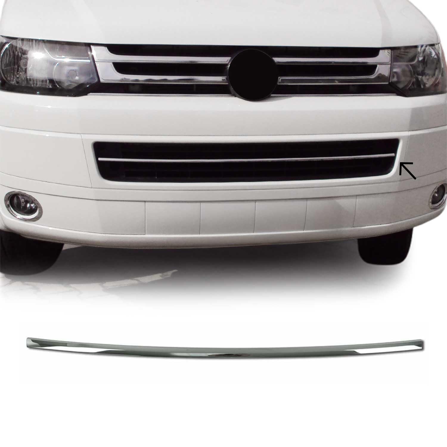 OMAC Kühlergrill Leisten Grillleisten kompatibel mit VW Caravelle T5 2010-2015 Edelstahl Silber von OMAC