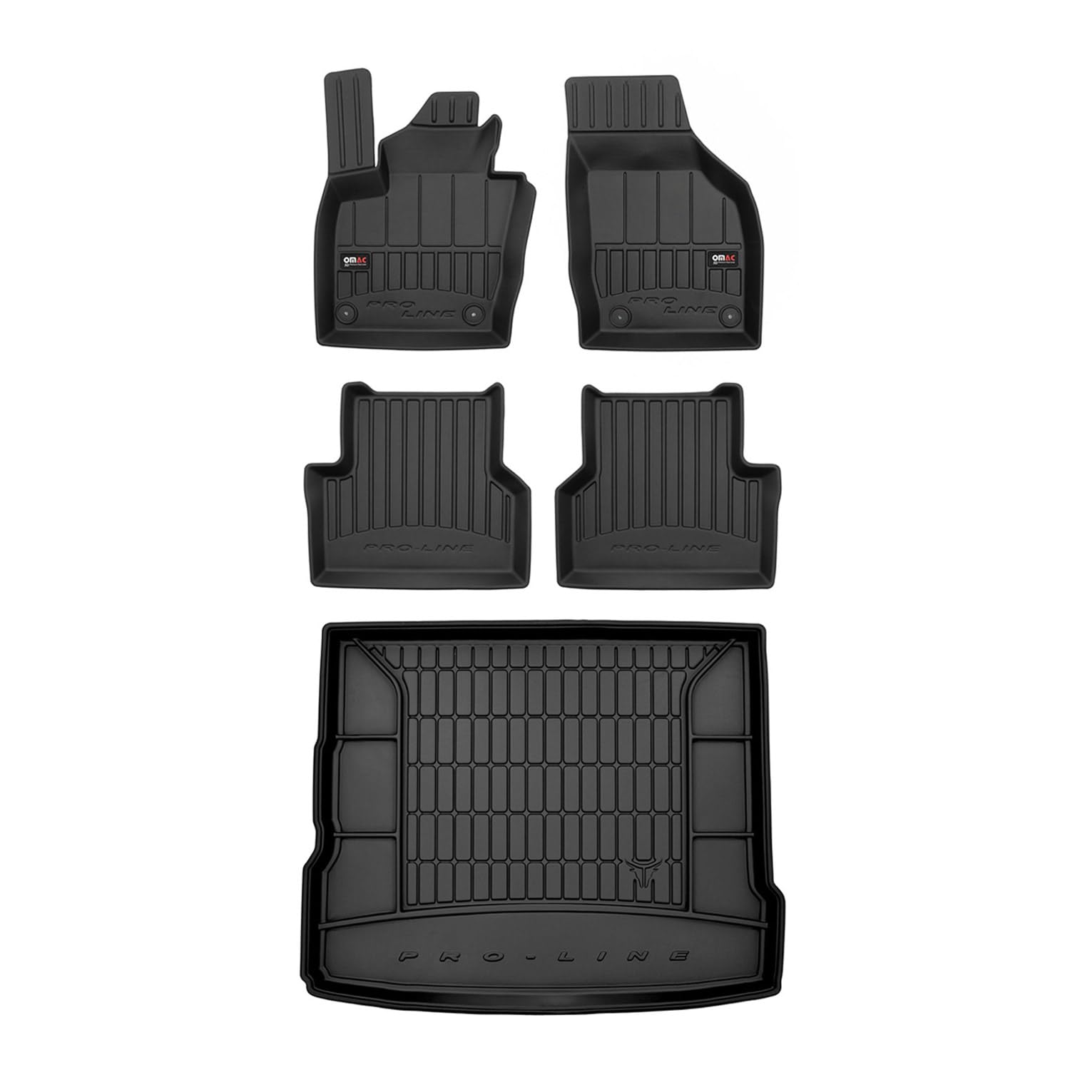 OMAC Fußmatten & Kofferraumwanne Set kompatibel mit Audi Q3 2011-2018 Gummi TPE Schwarz 5X von OMAC