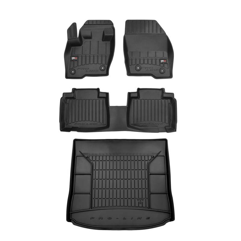 OMAC Fußmatten & Kofferraumwanne Set kompatibel mit Ford Edge 2014-2024 Gummi Schwarz 5X von OMAC