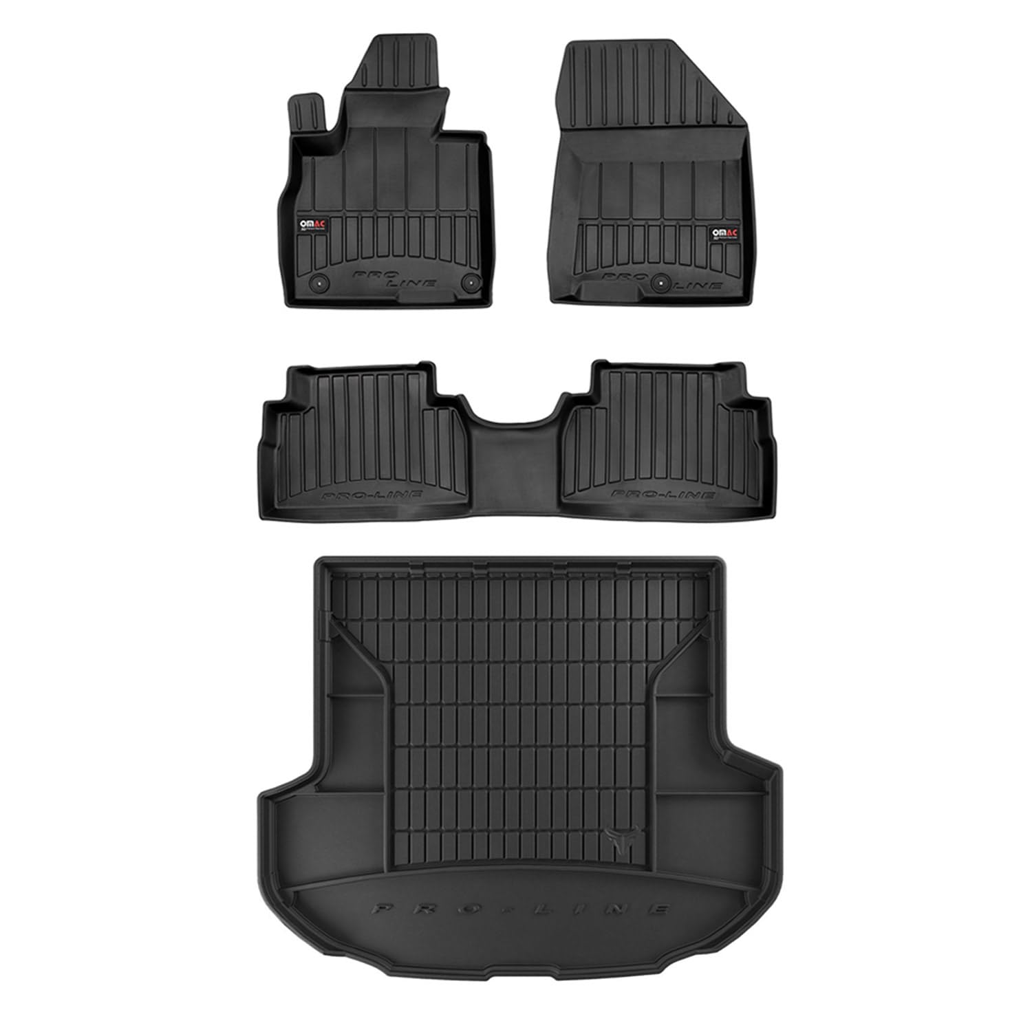 OMAC Fußmatten & Kofferraumwanne Set kompatibel mit Hyundai Santa Fe 2018-2024 Gummi 4X von OMAC