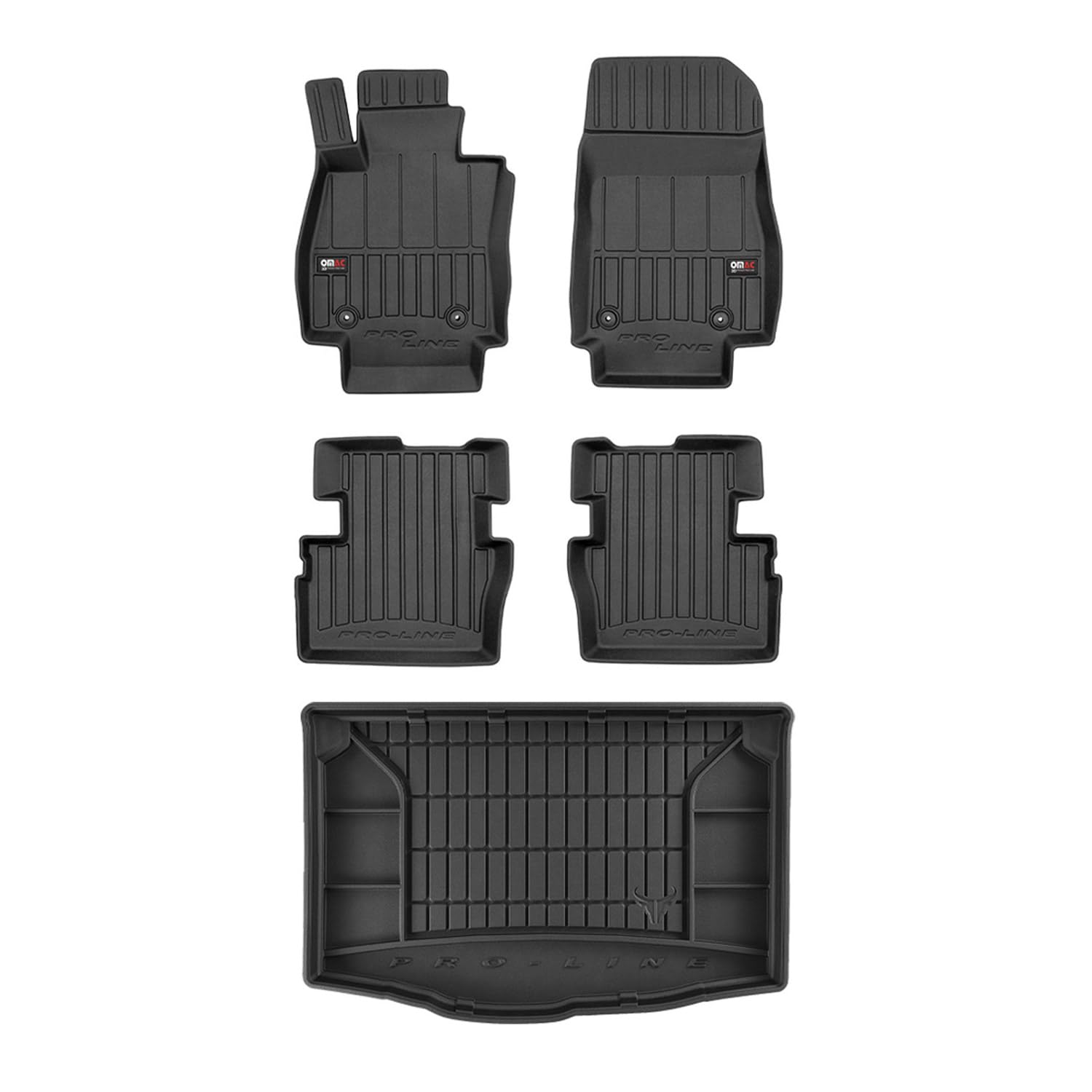 OMAC Fußmatten & Kofferraumwanne Set kompatibel mit Mazda 2 2014-2024 Gummi TPE Schwarz 5X von OMAC