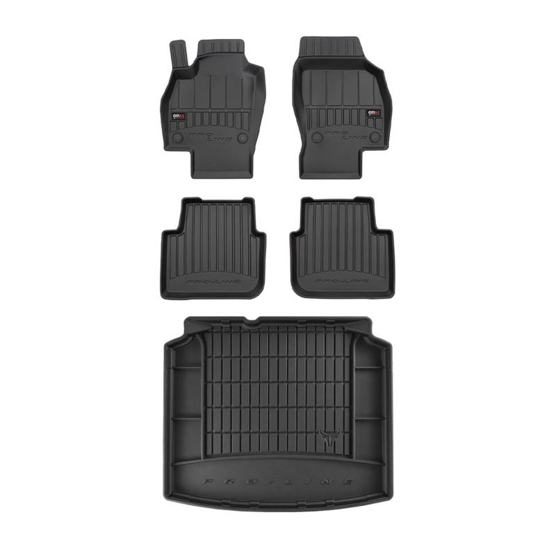 OMAC Fußmatten & Kofferraumwanne Set kompatibel mit Skoda Scala 2019-2024 Gummi Schwarz 5X von OMAC