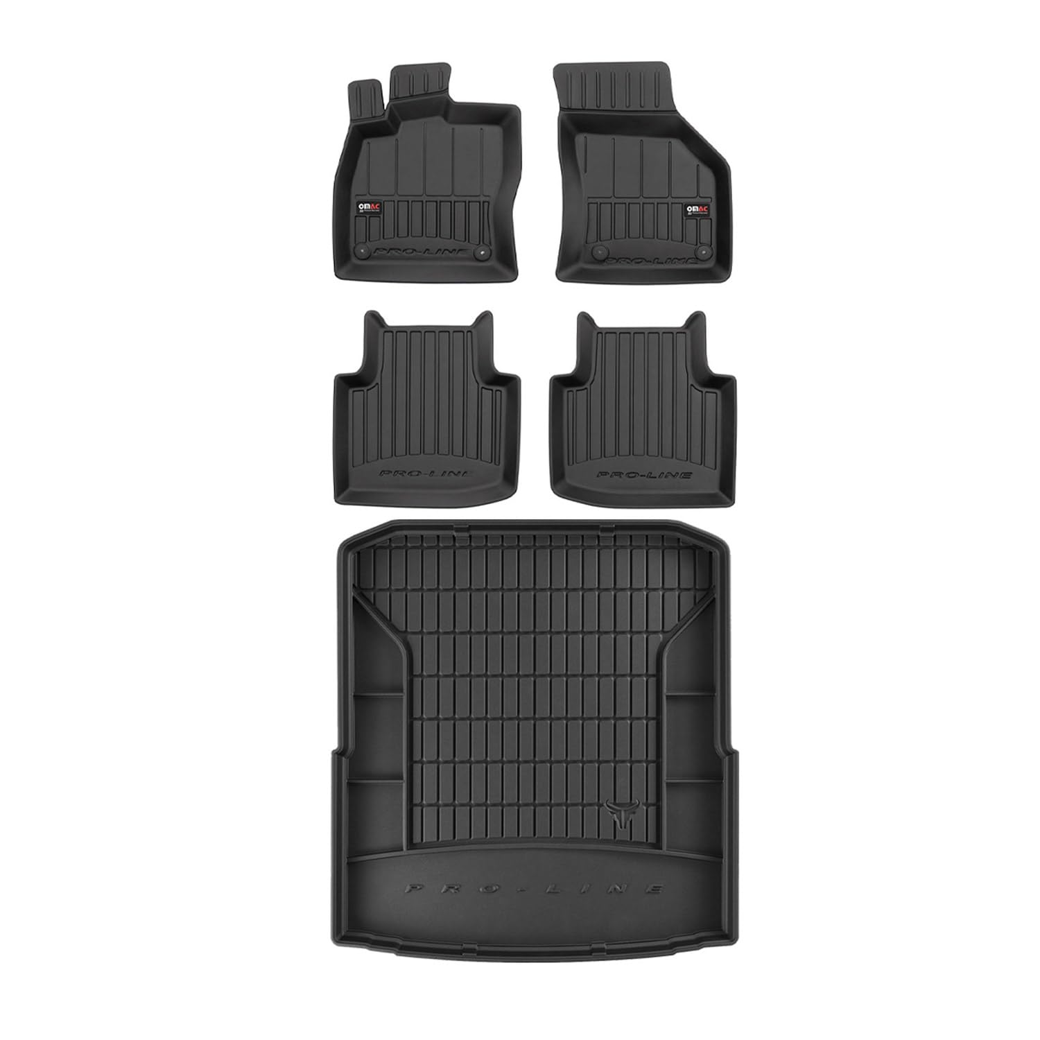 OMAC Fußmatten & Kofferraumwanne Set kompatibel mit Skoda Superb 2015-2024 Gummi Schwarz 5X von OMAC
