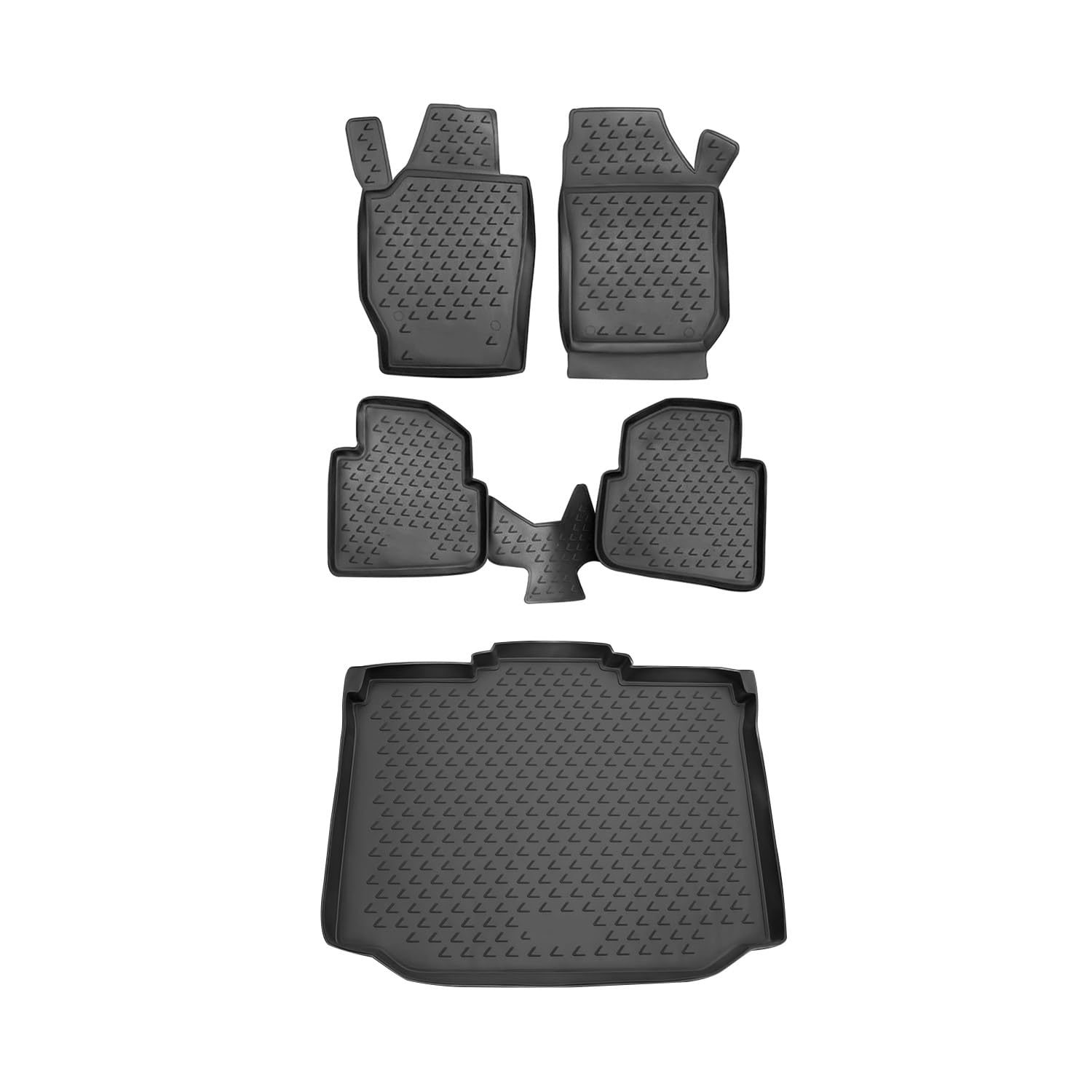 OMAC Fußmatten & Kofferraumwanne Set kompatibel mit Skoda Yeti 2009-2017 Gummi TPE Schwarz 5X von OMAC