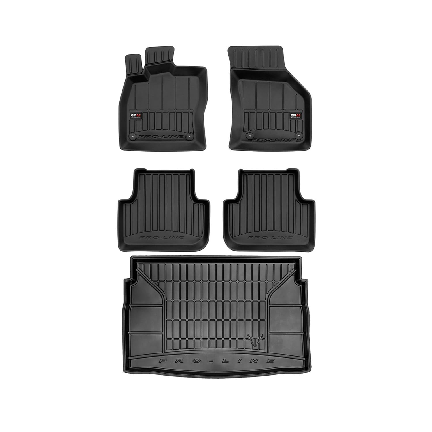 OMAC Fußmatten & Kofferraumwanne Set kompatibel mit VW Golf Sportsvan 2014-2020 Gummi 5X von OMAC