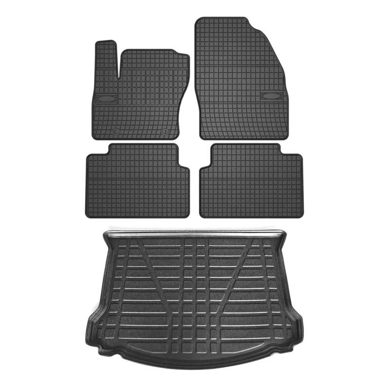 OMAC Fußmatten & Kofferraumwanne Set kompatibel mit Ford Kuga 2008-2012 Gummi TPE Schwarz 5X von OMAC