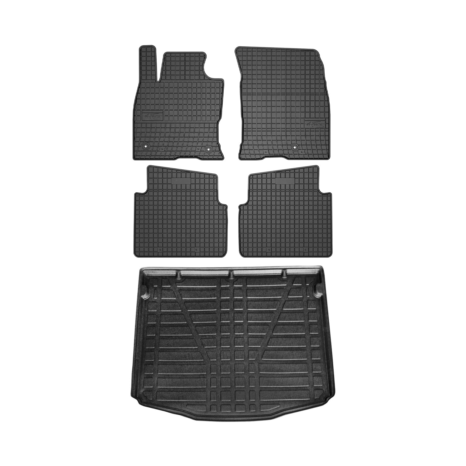 OMAC Fußmatten & Kofferraumwanne Set kompatibel mit Ford Kuga 2020-2024 Gummi TPE Schwarz 5X von OMAC