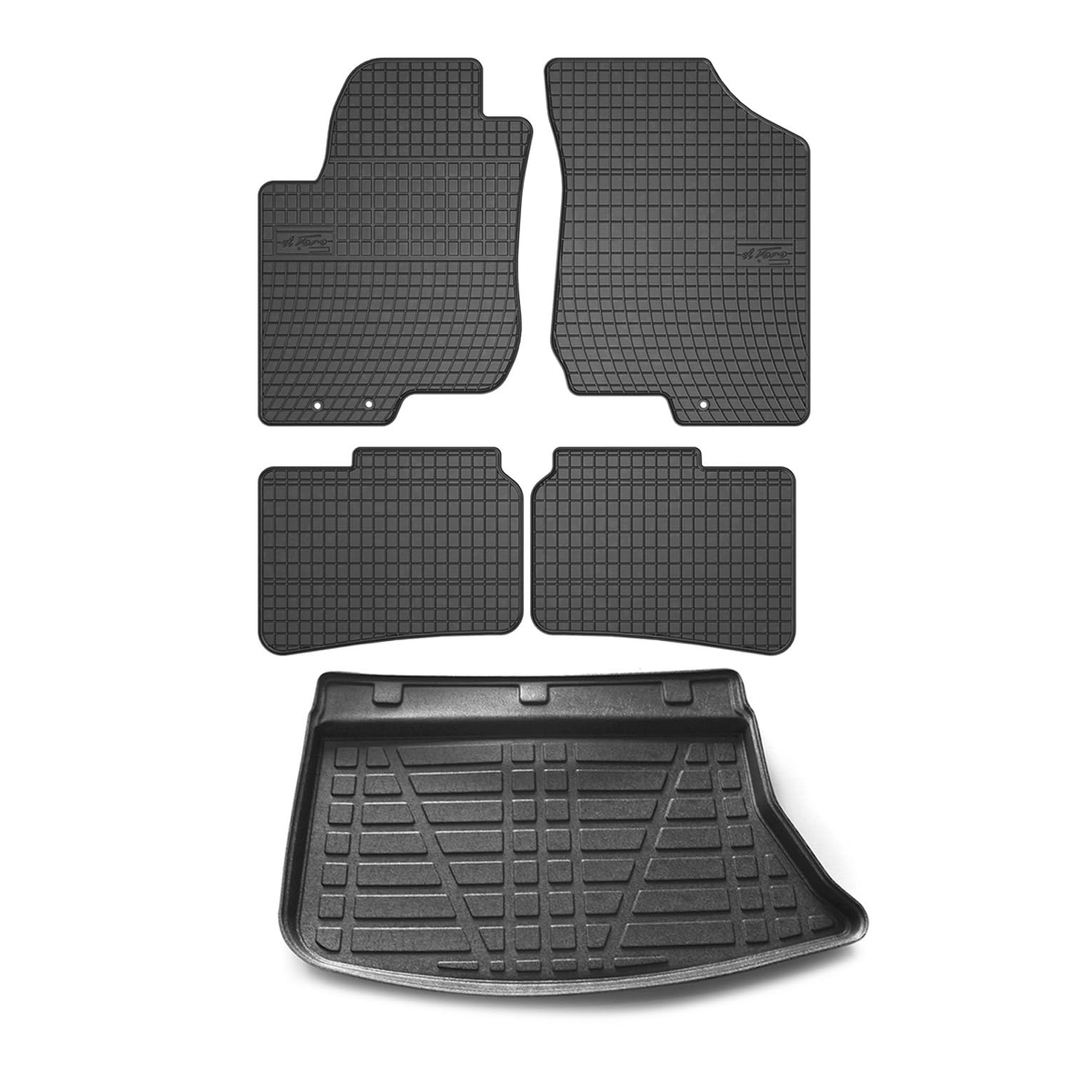 OMAC Fußmatten & Kofferraumwanne Set kompatibel mit Hyundai i30 2007-2012 Gummi TPE Schwarz 5X von OMAC