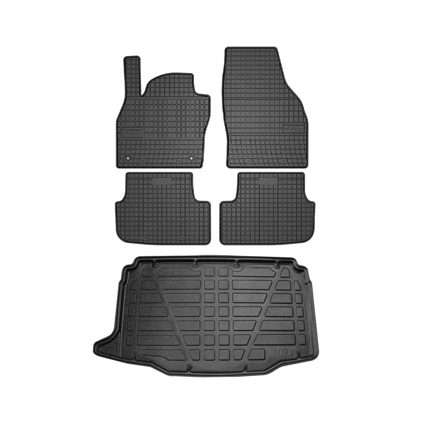 OMAC Fußmatten & Kofferraumwanne Set kompatibel mit Seat Arona 2017-2024 Untere Gummi Schwarz 5X von OMAC