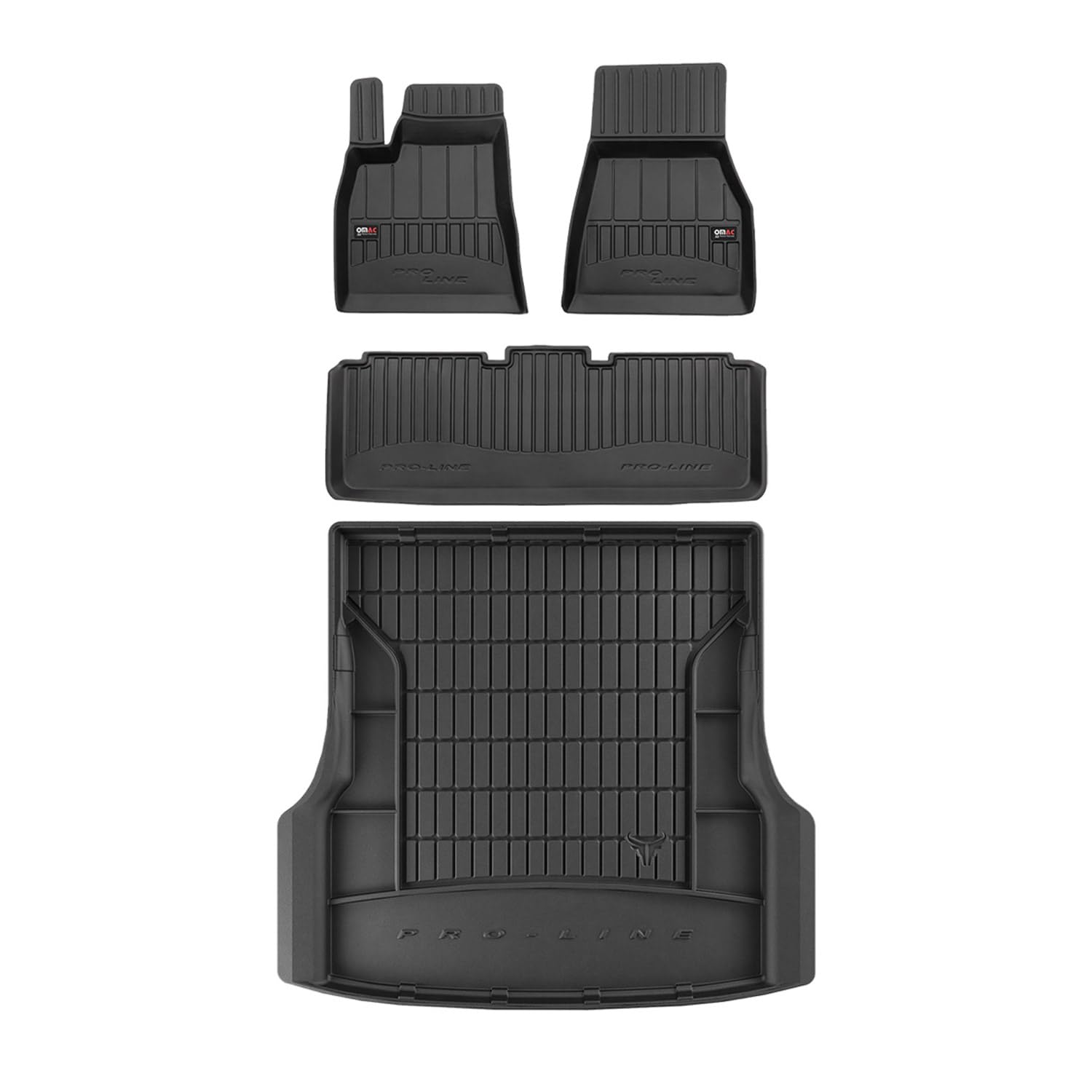 OMAC Fußmatten & Kofferraumwanne Set kompatibel mit Tesla Model S 2012-2024 Gummi TPE 4X von OMAC