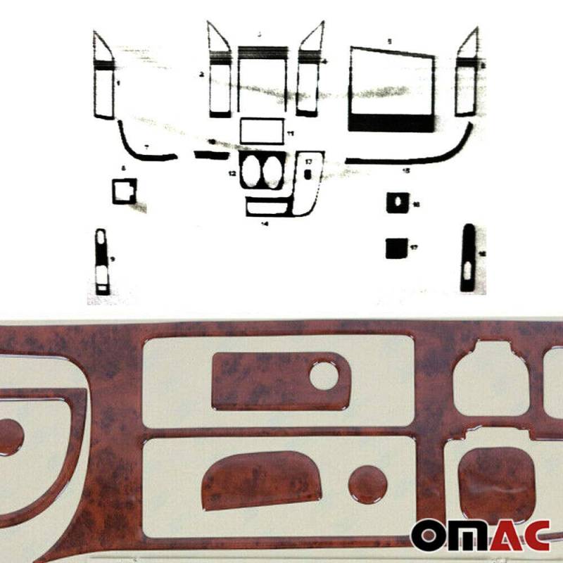 OMAC Innenraum Dekor Cockpit kompatibel mit Fiat Ducato 2006-2014 Wurzelholz Optik 18x von OMAC