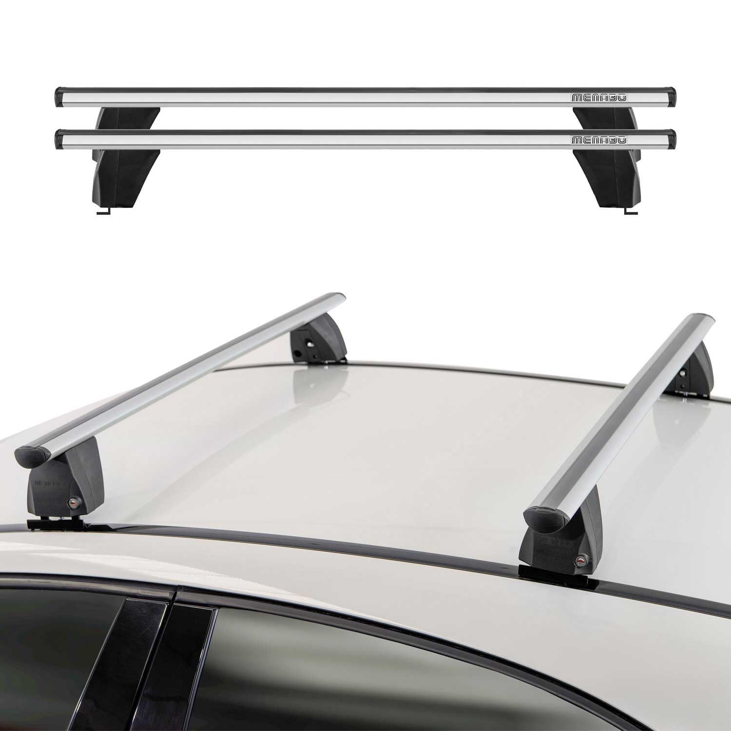 Menabo Dachträger Grundträger kompatibel mit VW T5 2003-2015 Querträger TÜV Alu Grau 2X Menabo Dachträger Grundträger kompatibel mit VW T5 2003-2015 Querträger TÜV Alu Grau 2X von OMAC