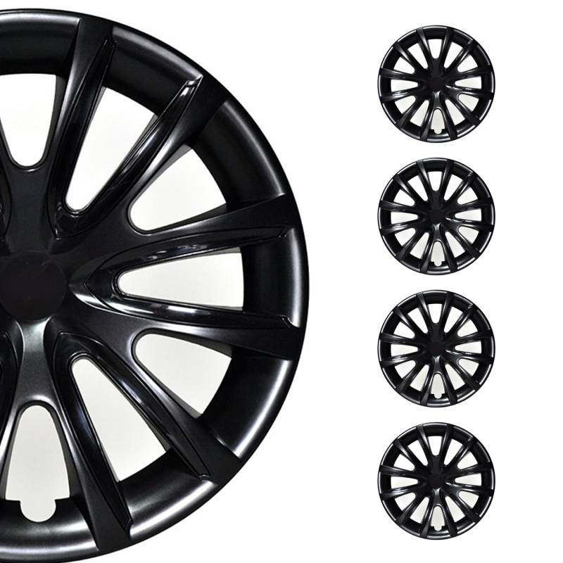 OMAC 4X Radkappen Radzierblenden Radblenden 16" Zoll Stahlfelgen Glänzend Schwarz-Schwarz von OMAC