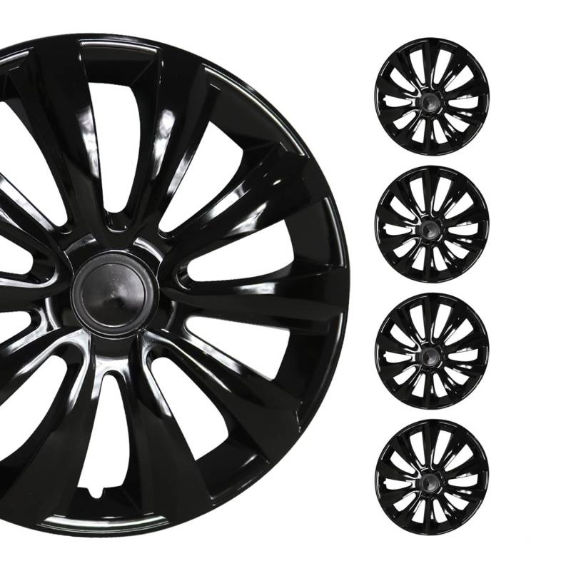 OMAC 4X Radkappen Radzierblenden Radblenden Radkappensatz für Auto 16" Zoll Schwarz von OMAC