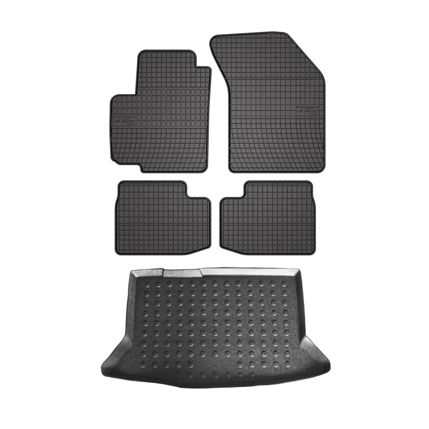 OMAC Fußmatten & Kofferraumwanne Set kompatibel mit FIAT Sedici 2006-2014 Gummi TPE Schwarz 5X von OMAC