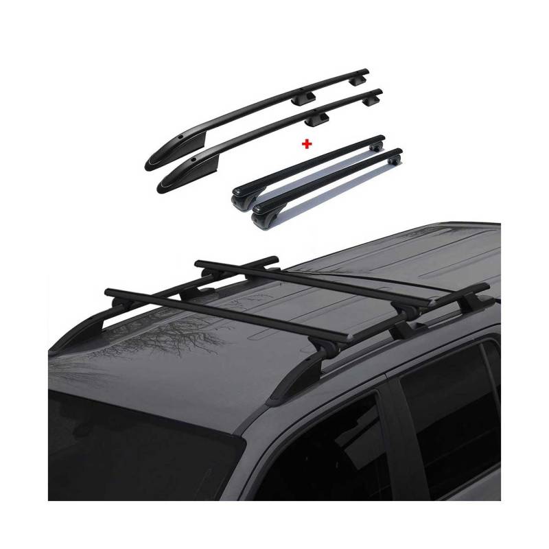 Dachreling + Dachträger für Ford Transit 2014-2025 L2 Mittel Alu Schwarz 4X von OMAC