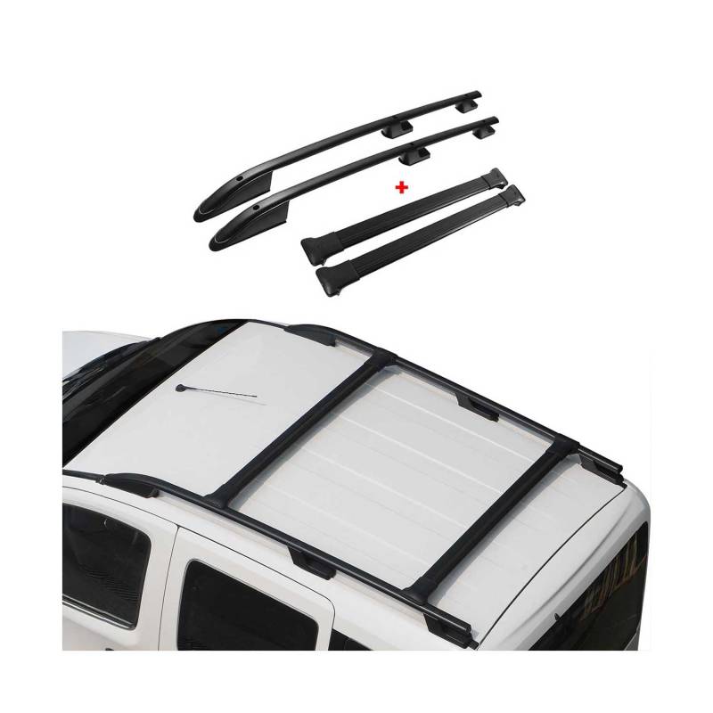 Dachreling + Dachträger für Ford Transit 2014-2025 L2 Mittel Alu Schwarz von OMAC