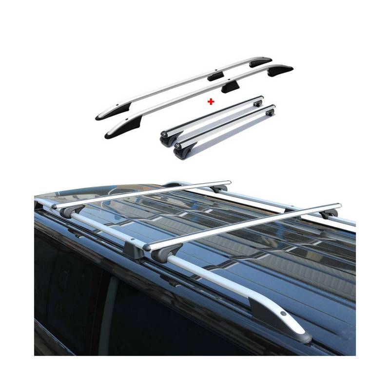 Dachreling + Dachträger für VW T5 T6 Transporter L1 Kurzer Aluminium Silber 4X von OMAC