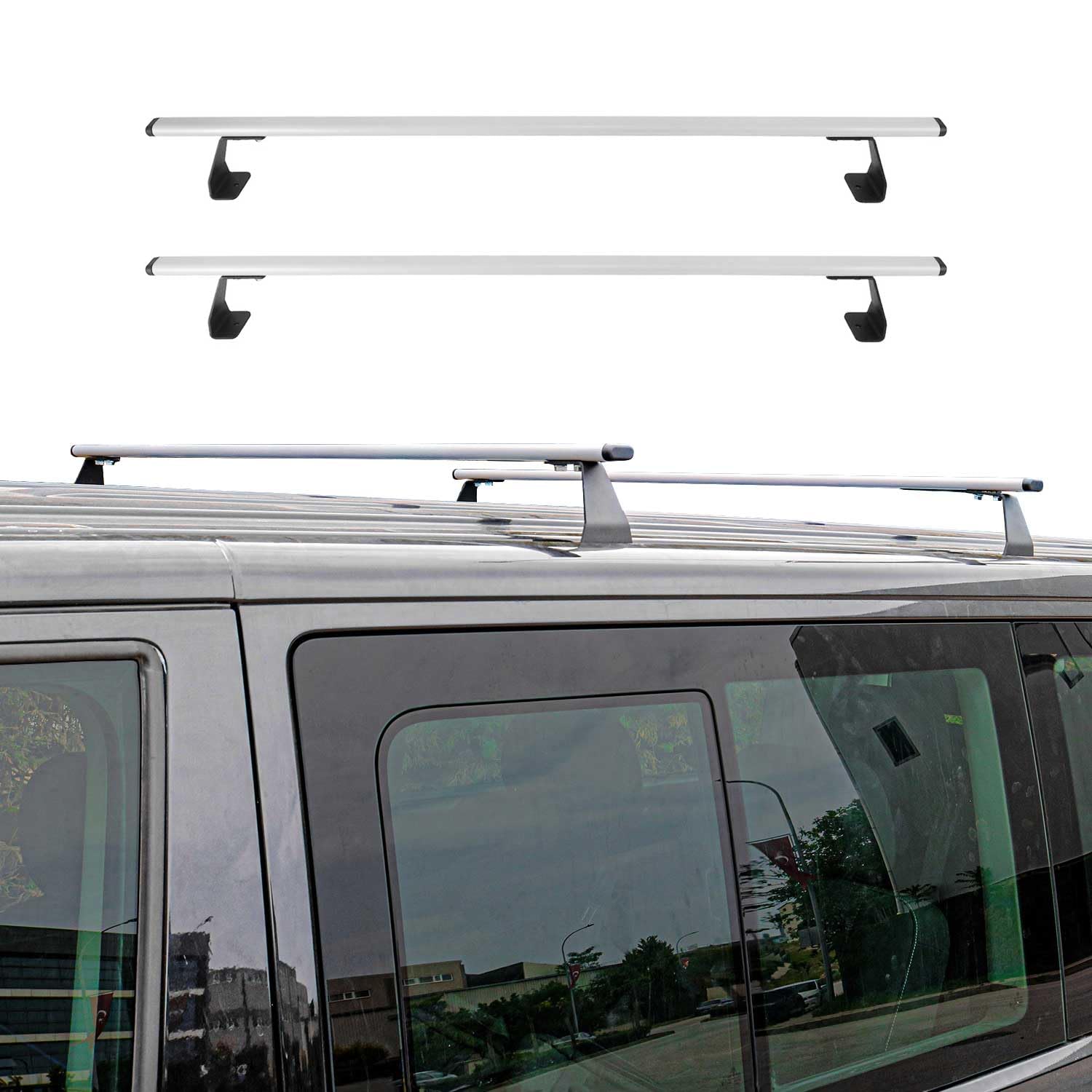 OMAC Dachträger Gepäckträger Relingträger kompatibel mit VW Caravelle T5 2003-2015 Stahl Grau 2X OMAC Dachträger Gepäckträger Relingträger kompatibel mit VW Caravelle T5 2003-2015 Stahl Grau 2X von OMAC