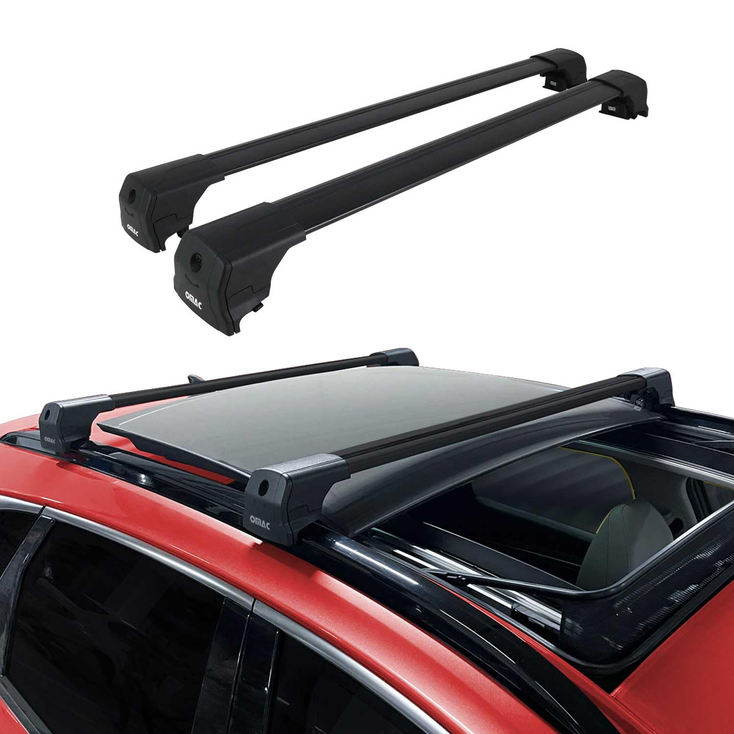 OMAC Dachträger Gepäckträger kompatibel mit BMW 2er F45 Active Tourer 2014-2024 TÜV ABE Schwarz von OMAC
