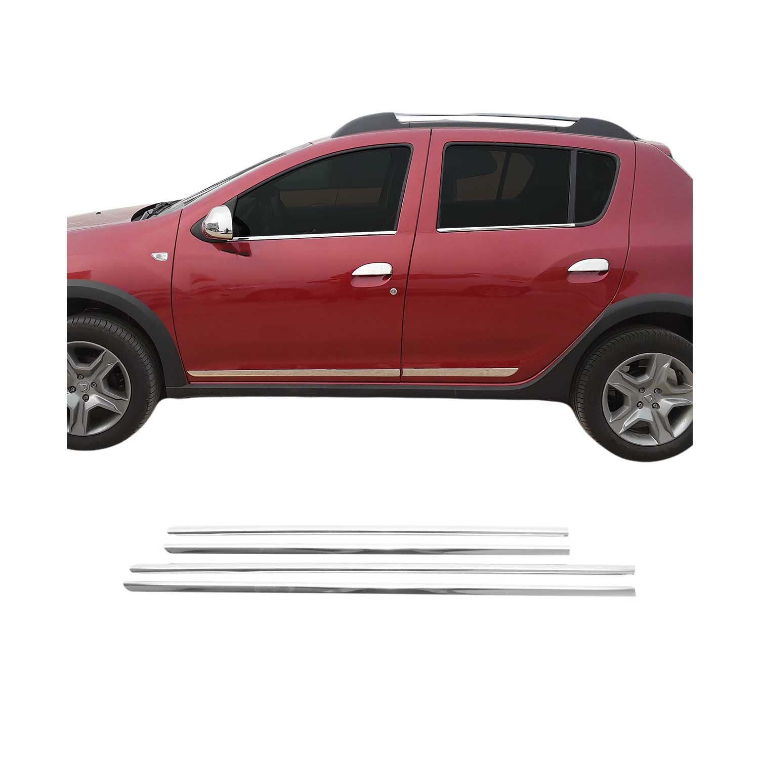 OMAC Fensterleisten Zierleisten kompatibel mit Dacia Sandero 2012-2020 Edelstahl Chrom 4tlg von OMAC