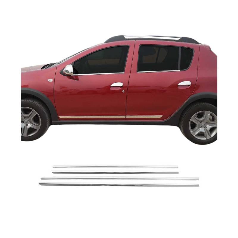 OMAC Fensterleisten Zierleisten kompatibel mit Dacia Sandero 2012-2020 Edelstahl Chrom 4tlg von OMAC