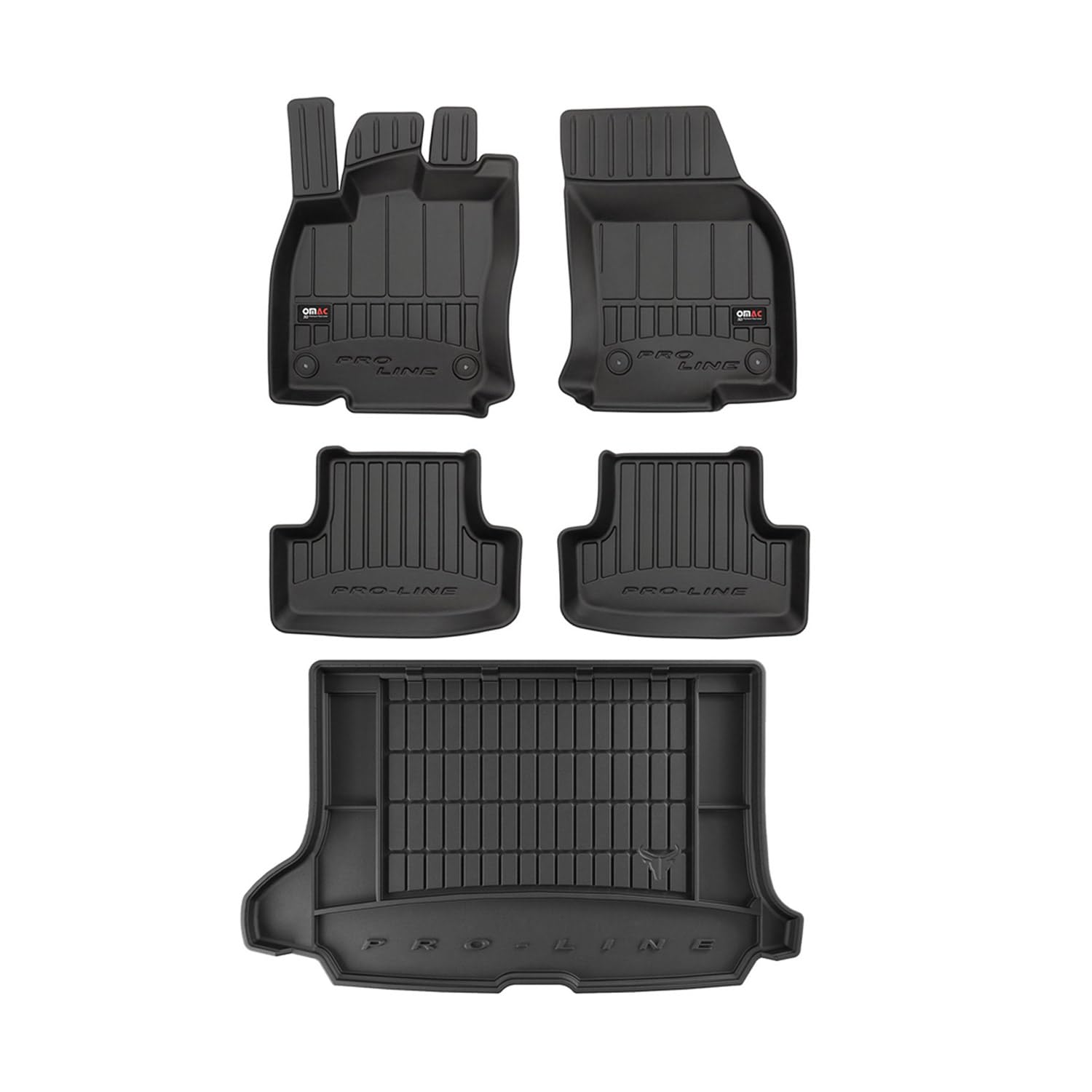 OMAC Fußmatten & Kofferraumwanne Set kompatibel mit Audi Q2 2016-2020 Gummi TPE Schwarz 5X von OMAC