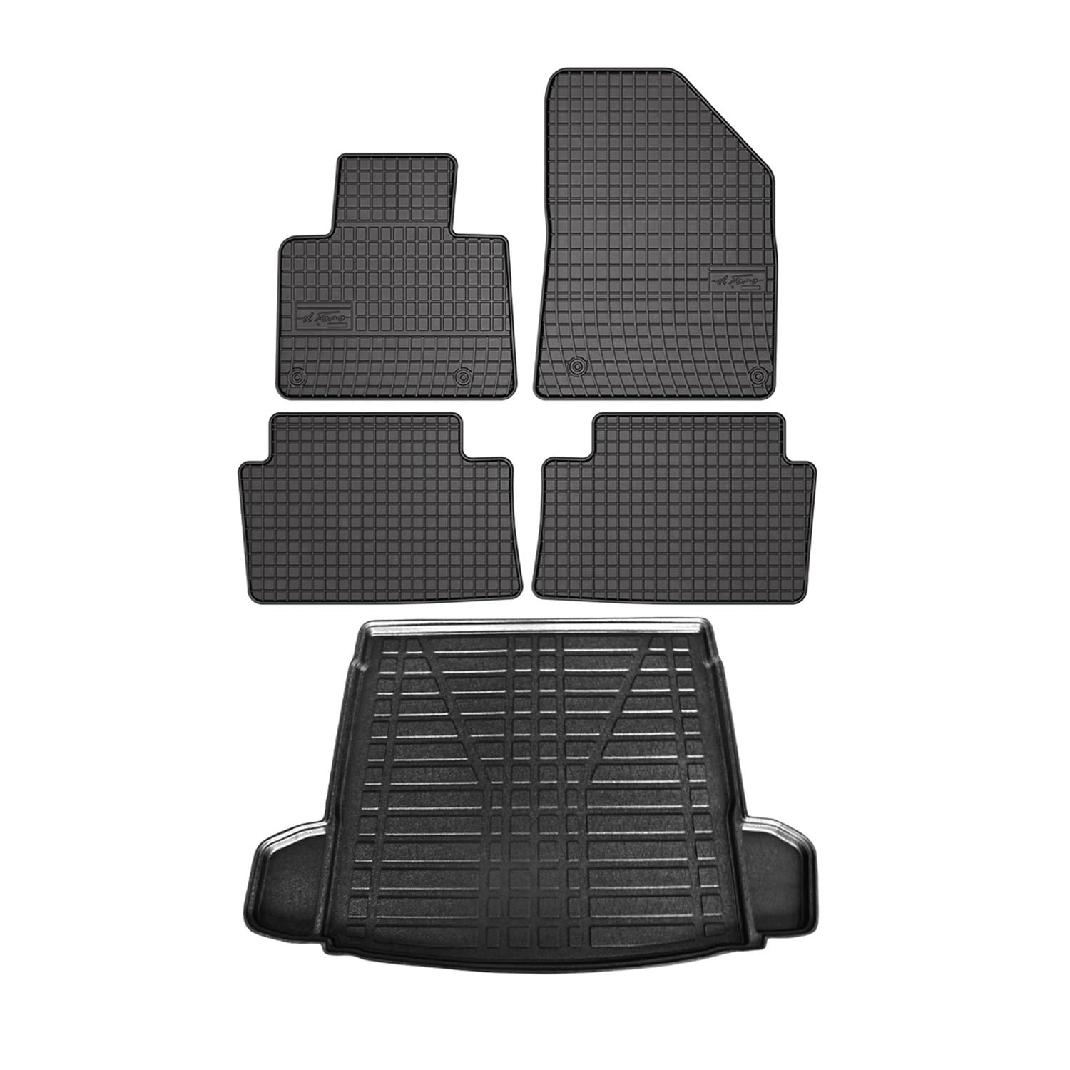 OMAC Fußmatten & Kofferraumwanne Set kompatibel mit Citroen C5 Tourer 2007-2017 Gummi Schwarz 5X von OMAC