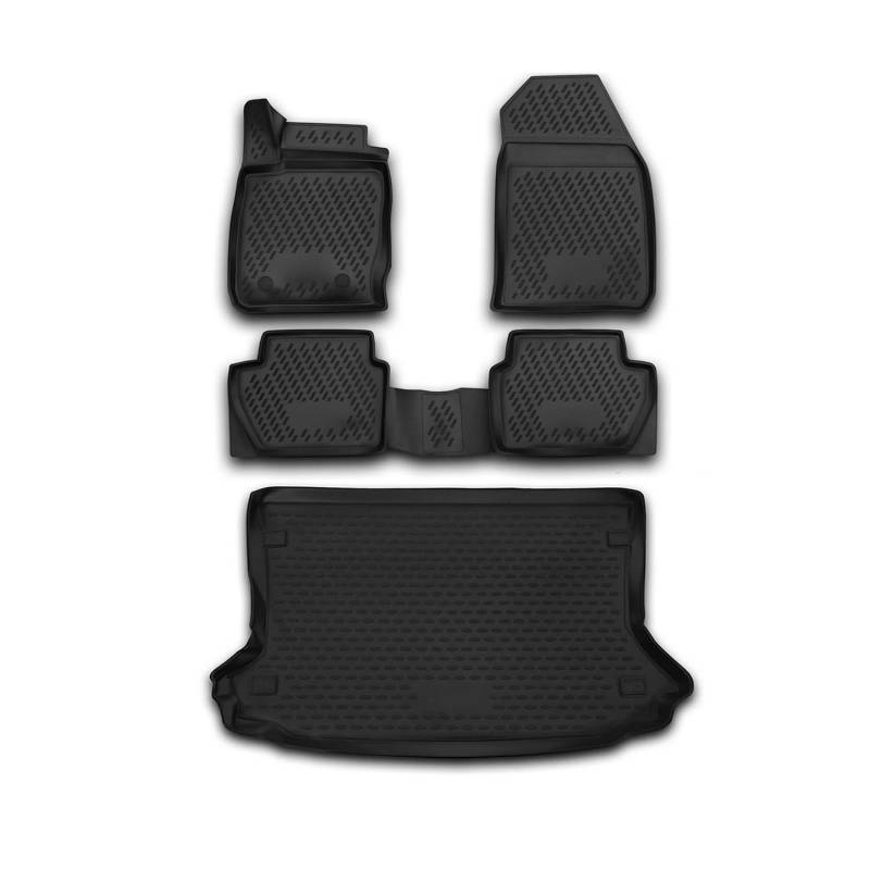 OMAC Fußmatten & Kofferraumwanne Set kompatibel mit Ford Ecosport 2014-2017 Gummi TPE Schwarz 5X von OMAC