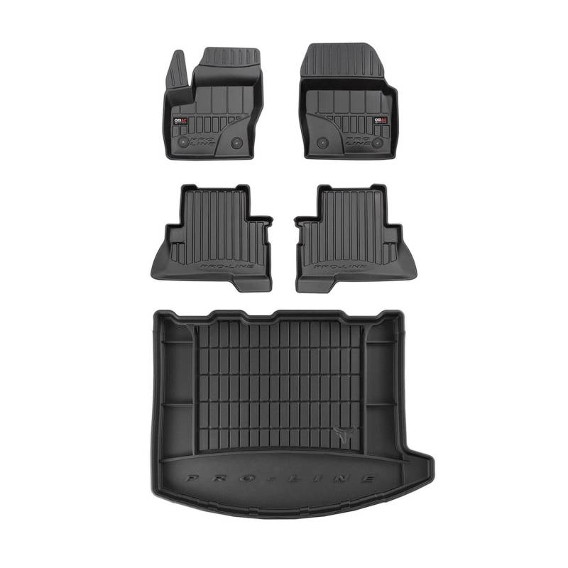 OMAC Fußmatten & Kofferraumwanne Set kompatibel mit Ford Kuga 2013-2019 Gummi Schwarz 5X von OMAC