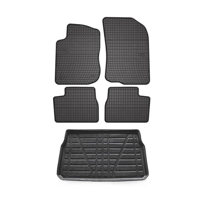 Fußmatten & Kofferraumwanne Set für Peugeot 208 2012-2025 Gummi TPE Schwarz 5X von OMAC