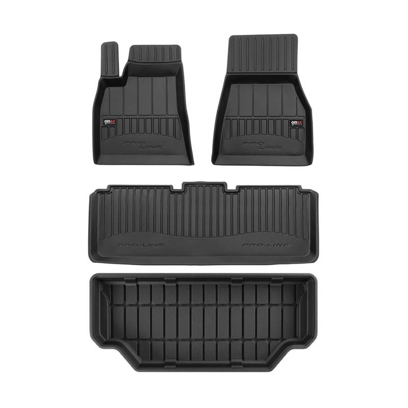 OMAC Fußmatten & Kofferraumwanne Set für Tesla Model S 2012-2025 Gummi 4X von OMAC