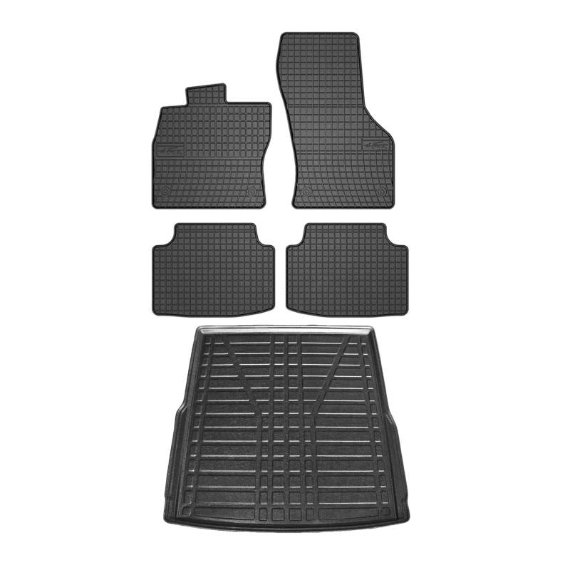 Fußmatten & Kofferraumwanne Set für VW Passat B8 Kombi 2015-2025 Gummi TPE 5X von OMAC