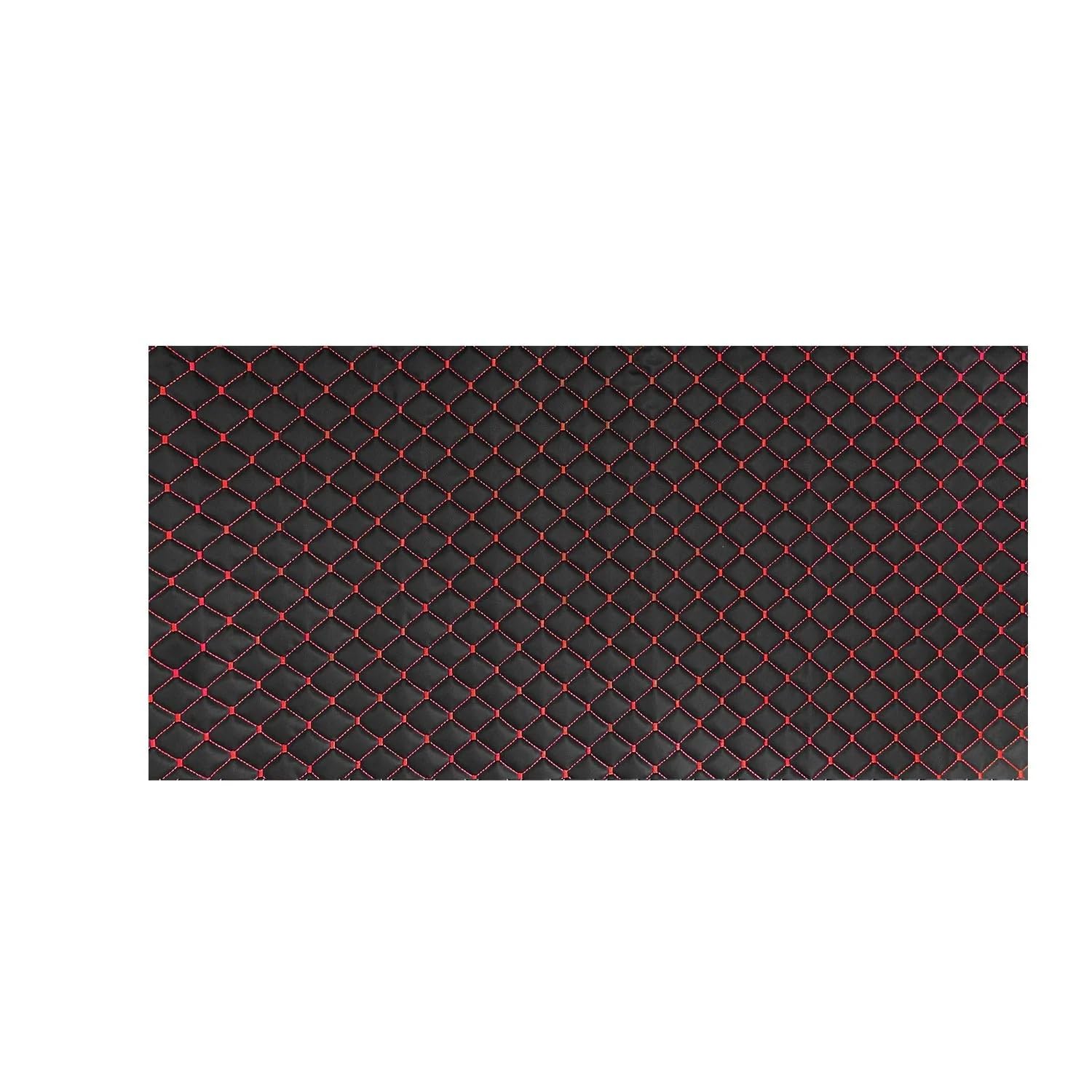 OMAC Geprägte Schwarz Kunstleder Auto Polsterung Leder Patches | Interieur Zubehör mit Diamant-Stich Autositz Lederjacke 140cm x 100cm (Rot Diamant-Stich) von OMAC