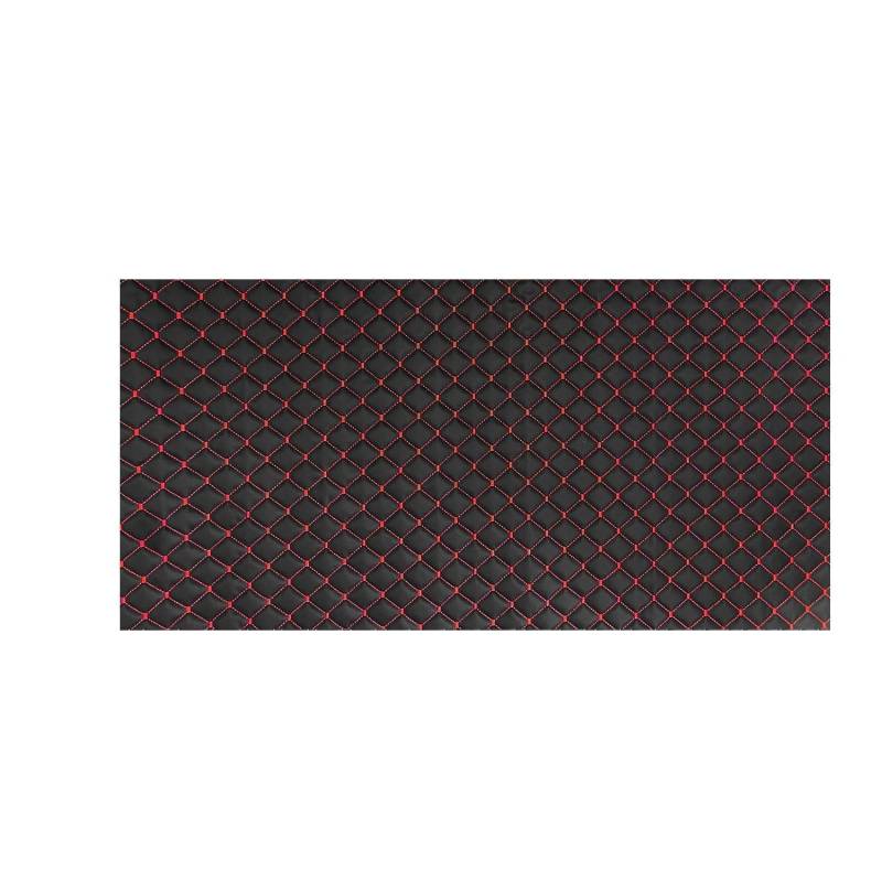 OMAC Geprägte Schwarz Kunstleder Auto Polsterung Leder Patches | Interieur Zubehör mit Diamant-Stich Autositz Lederjacke 140cm x 100cm (Rot Diamant-Stich) von OMAC