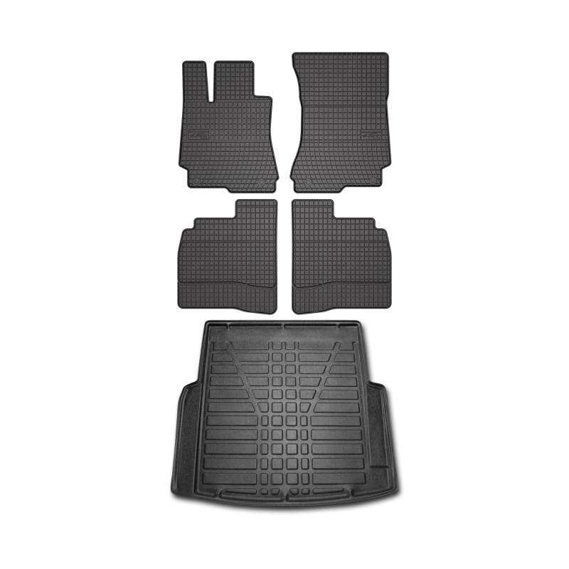 OMAC Fußmatten & Kofferraumwanne Set kompatibel mit Mercedes S Klasse W221 2005-2013 Gummi 5X von OMAC
