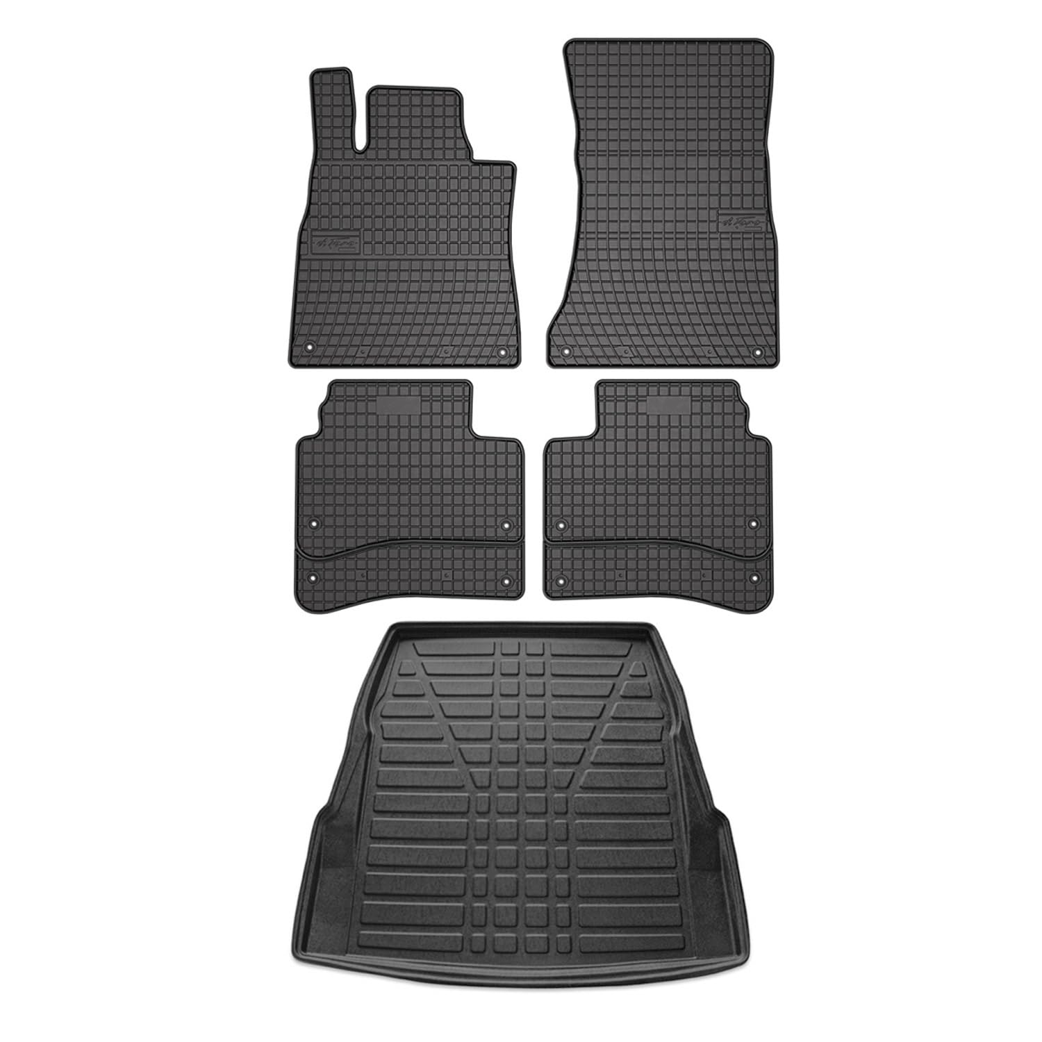 OMAC Fußmatten & Kofferraumwanne Set kompatibel mit Mercedes S Klasse W222 Limo 2014-2018 Gummi von OMAC
