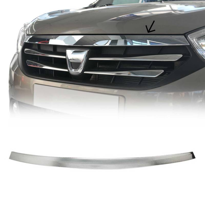 OMAC Kühlergrill Leisten Grillleisten kompatibel mit Dacia Dokker Express 2012-2021 Chrom Silber von OMAC