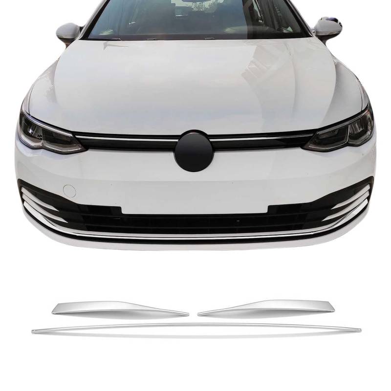 Kühlergrill Leisten Grillleisten für VW Golf 8 2019-2025 Edelstahl Silber 3tlg von OMAC