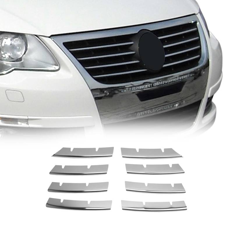 OMAC Kühlergrill Leisten Grillleisten kompatibel mit VW Passat 2005-2010 Edelstahl Silber 8tlg von OMAC