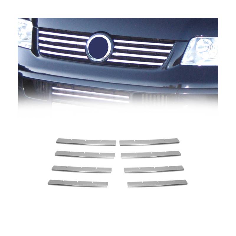 OMAC Kühlergrill Leisten Grillleisten kompatibel mit VW Transporter T5 2003-2010 Chrom Silber 8x von OMAC