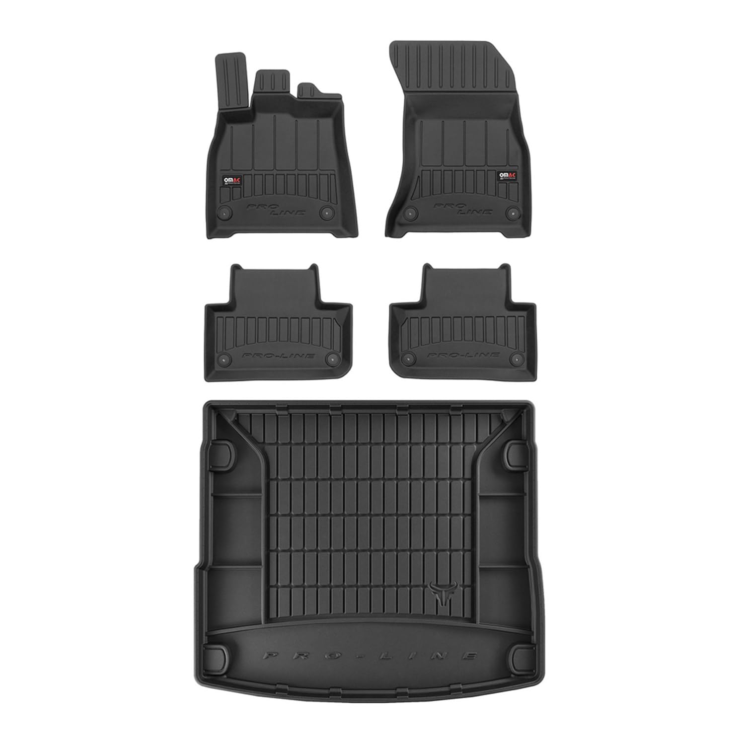 OMAC Fußmatten & Kofferraumwanne Set kompatibel mit Audi Q5 FY 2017-2024 Gummi Schwarz 5X von OMAC