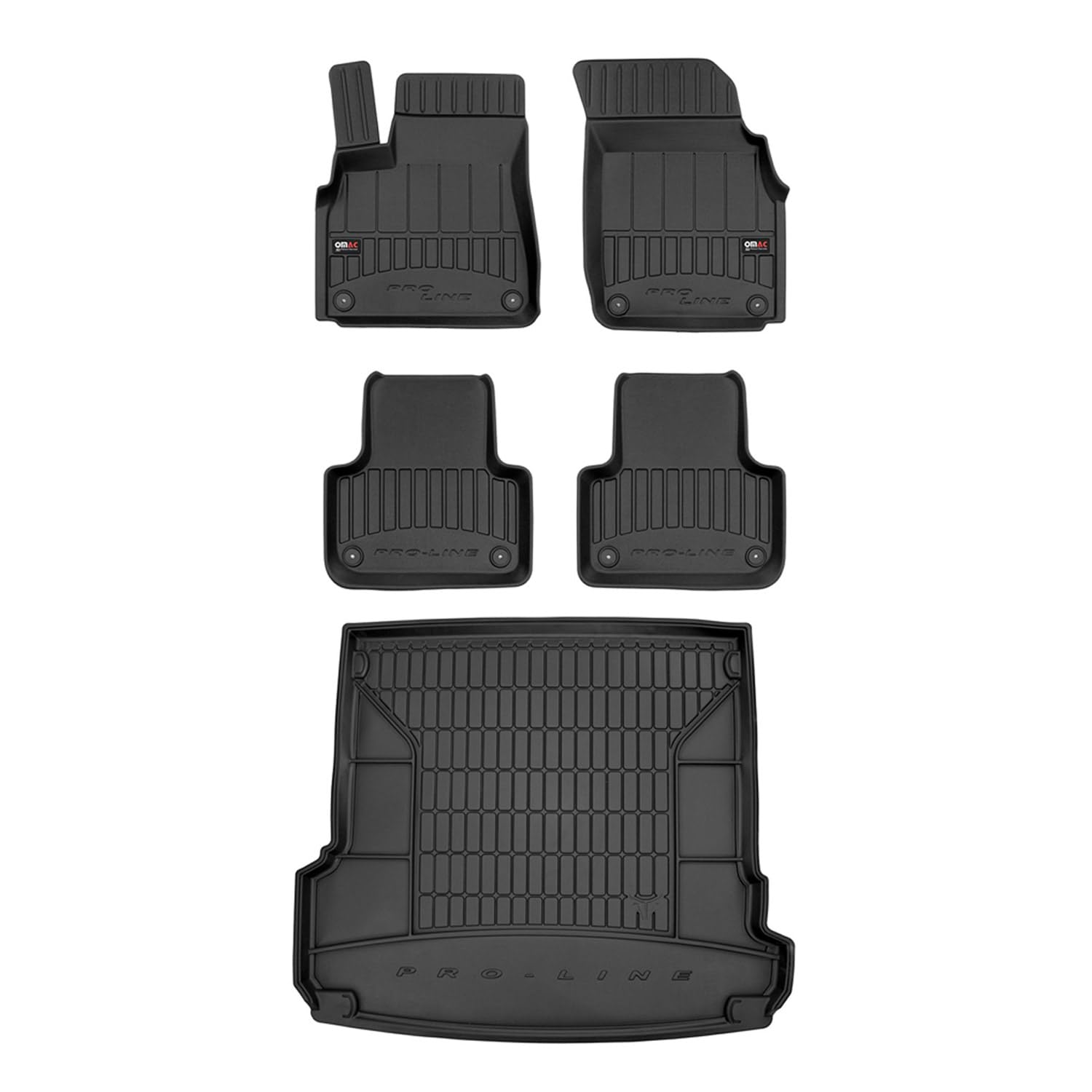OMAC Fußmatten & Kofferraumwanne Set kompatibel mit Audi Q7 2015-2024 Gummi TPE Schwarz 5X von OMAC