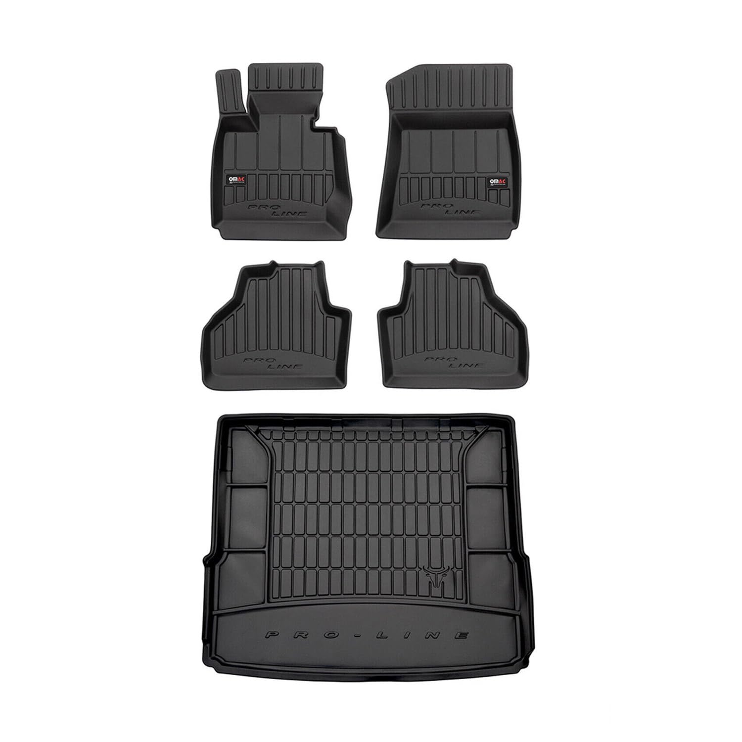 OMAC Fußmatten & Kofferraumwanne Set kompatibel mit BMW X3 F25 2010-2017 Gummi Schwarz 5X von OMAC