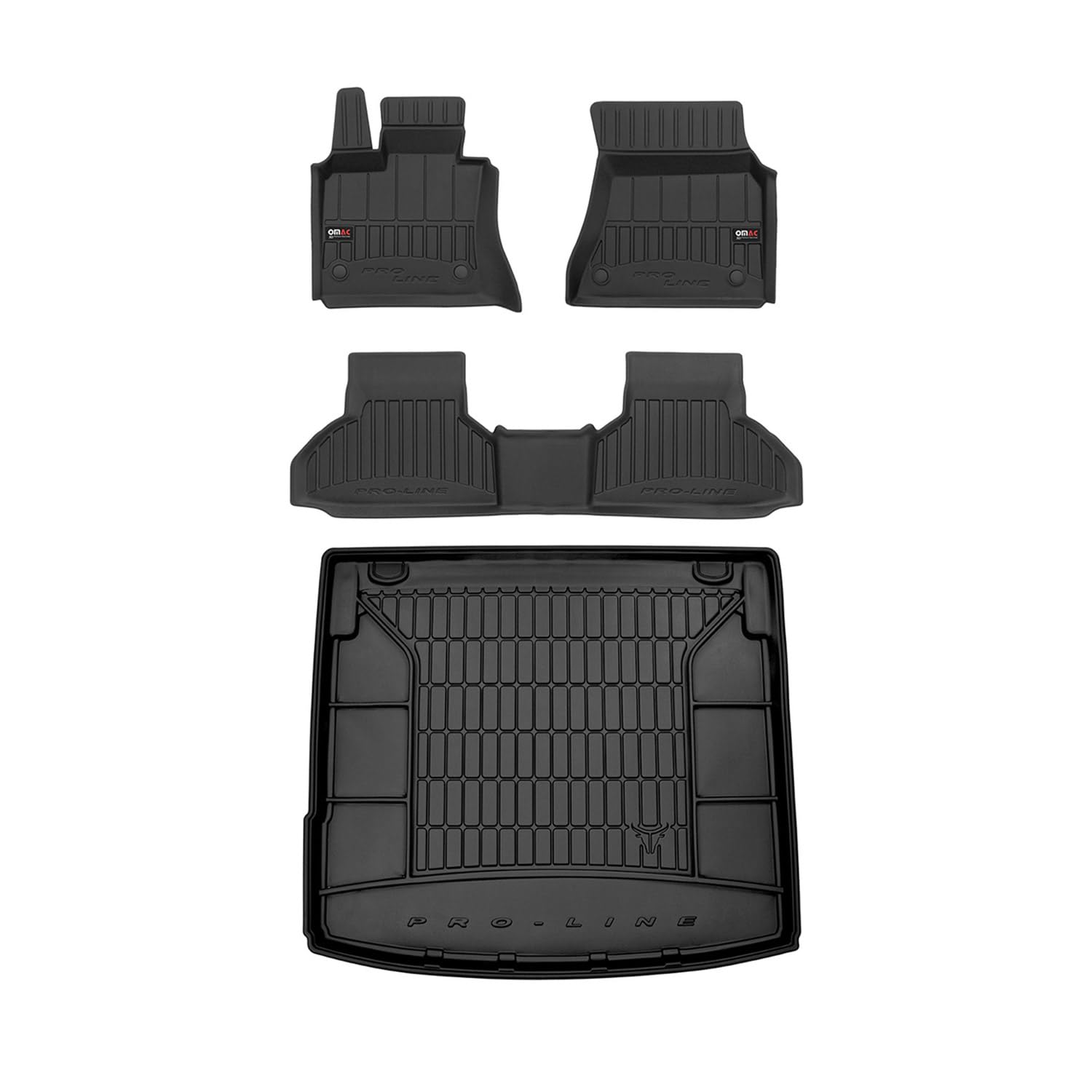 Fußmatte Kofferraumwanne Set kompatibel mit BMW X6 F16 2014-2019 OMAC Premium Schwarz TPE von OMAC